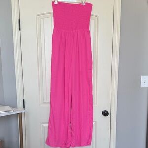 NWT - Women's Strapless Pink Jumpsuit - Size L